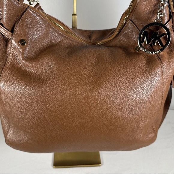 Michael Kors Leather 2way shoulder Crossbody Tote Brown Gold hobo  shoulder bag - Picture 3 of 14